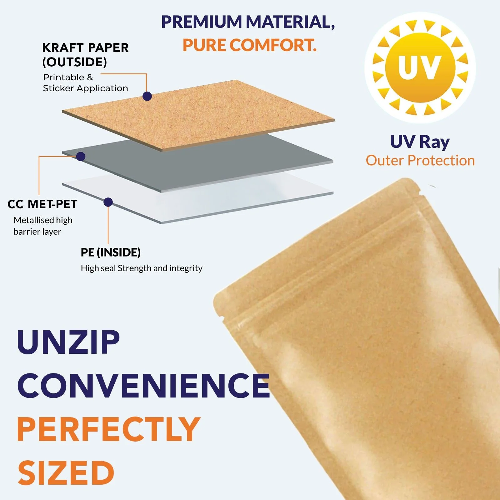 Both Side Kraft Paper Stand Up Zipper Pouch - Image 38