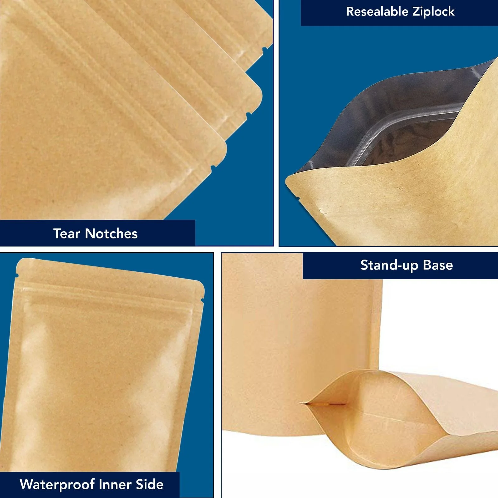 Both Side Kraft Paper Stand Up Zipper Pouch - Image 42