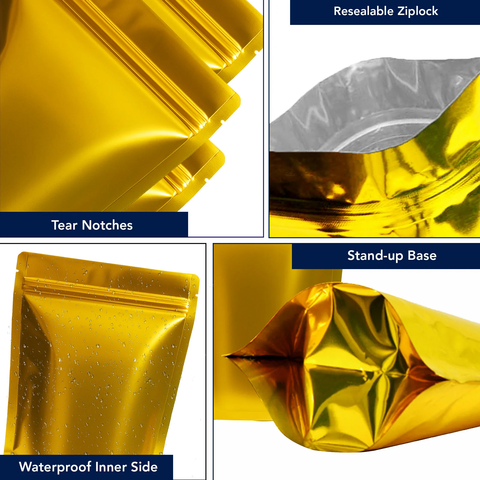 Both Side Gloss Gold Stand Up Zipper Pouch - Image 36