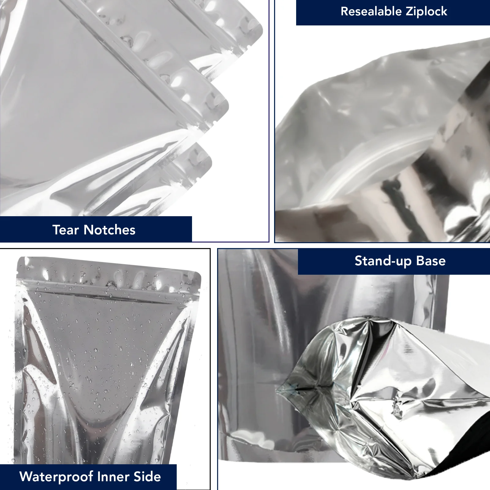 Both Side Gloss Silver Stand Up Zipper Pouch - Image 41