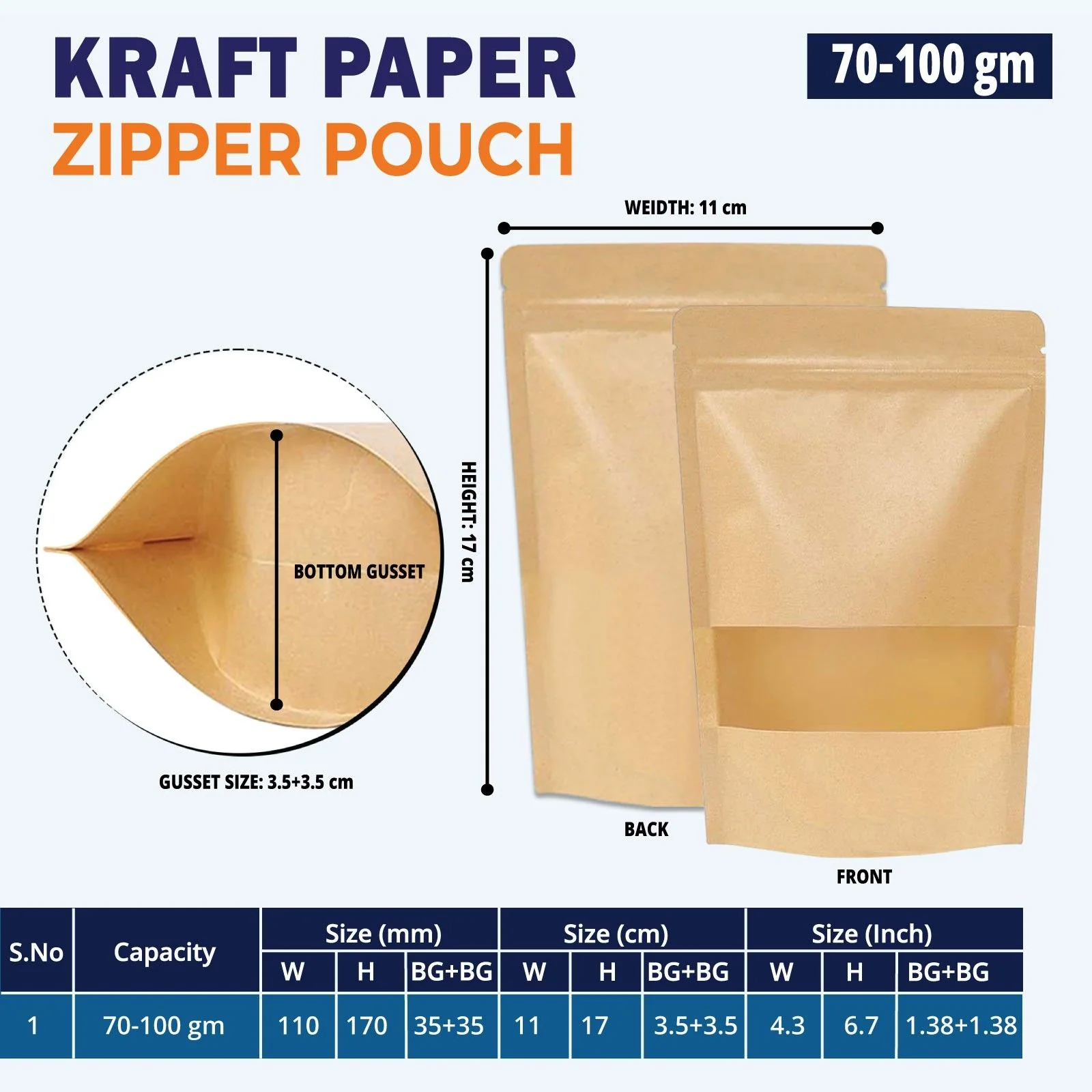 Kraft Paper Stand Up Zipper Pouch With Window - Image 10