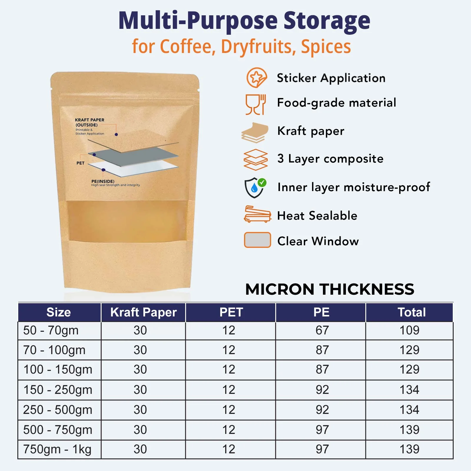 Kraft Paper Stand Up Zipper Pouch With Window - Image 35