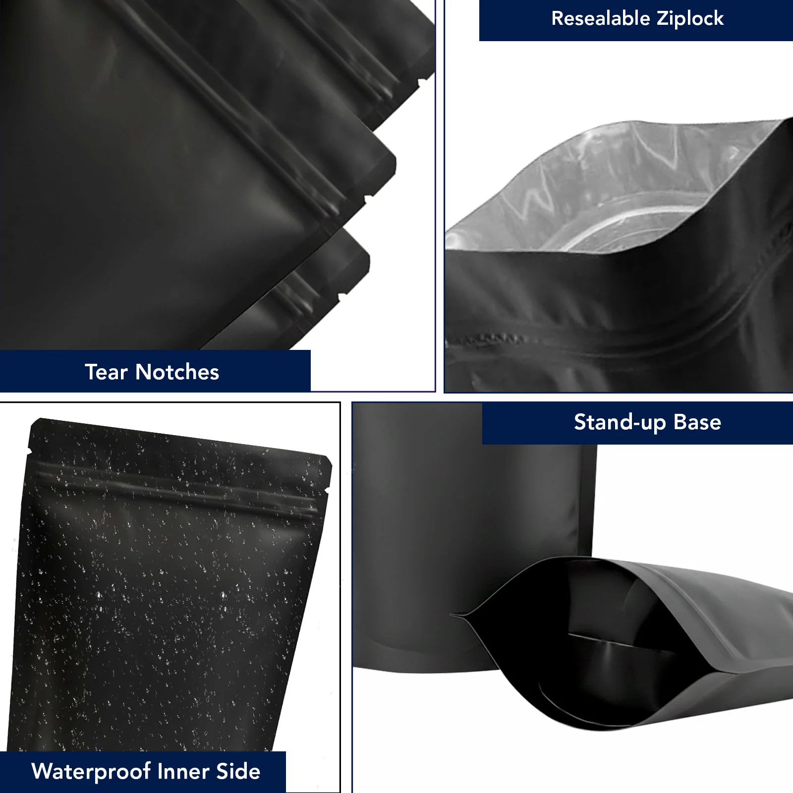 Both Side Matte Black Stand Up Zipper Pouch - Image 10