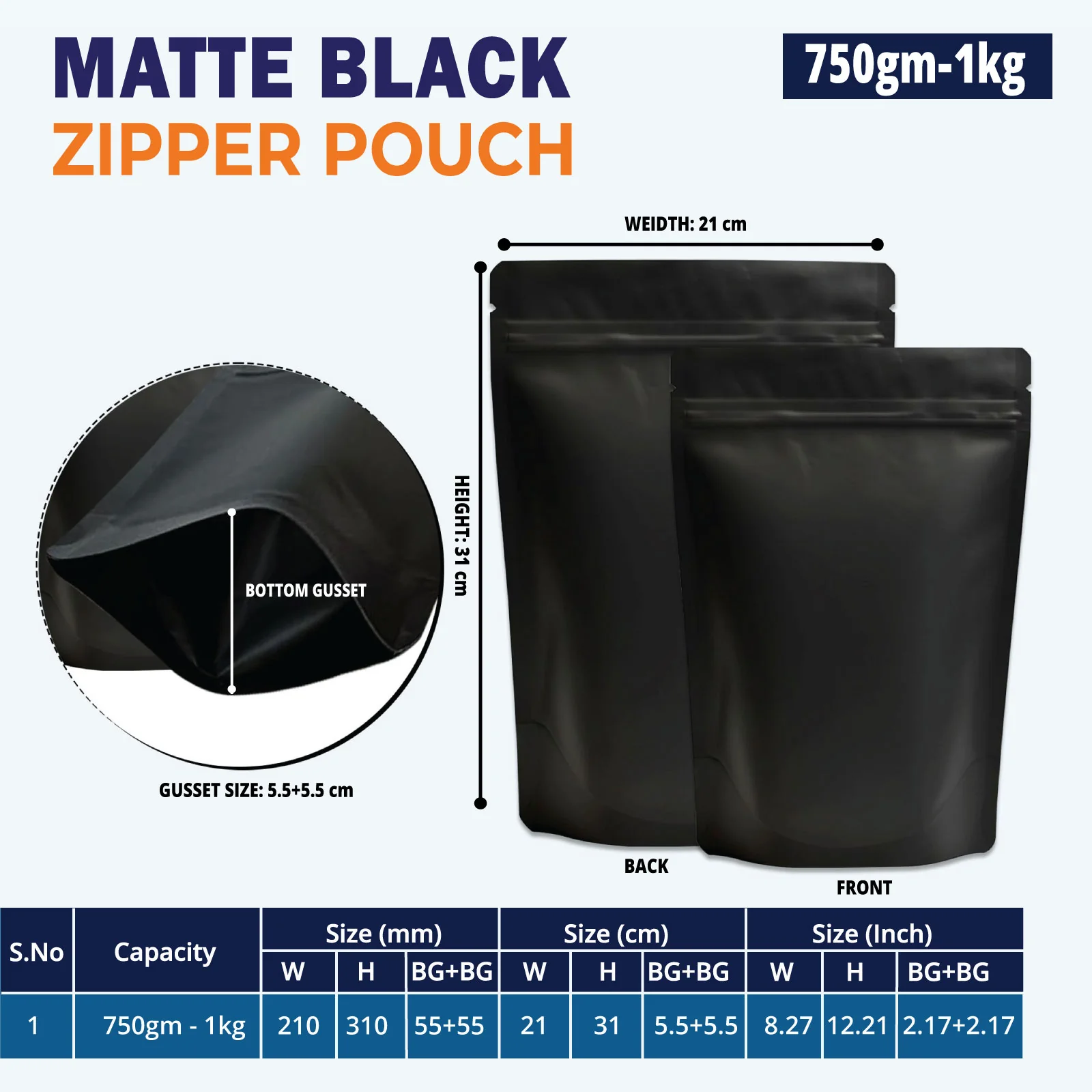 Both Side Matte Black Stand Up Zipper Pouch - Image 51