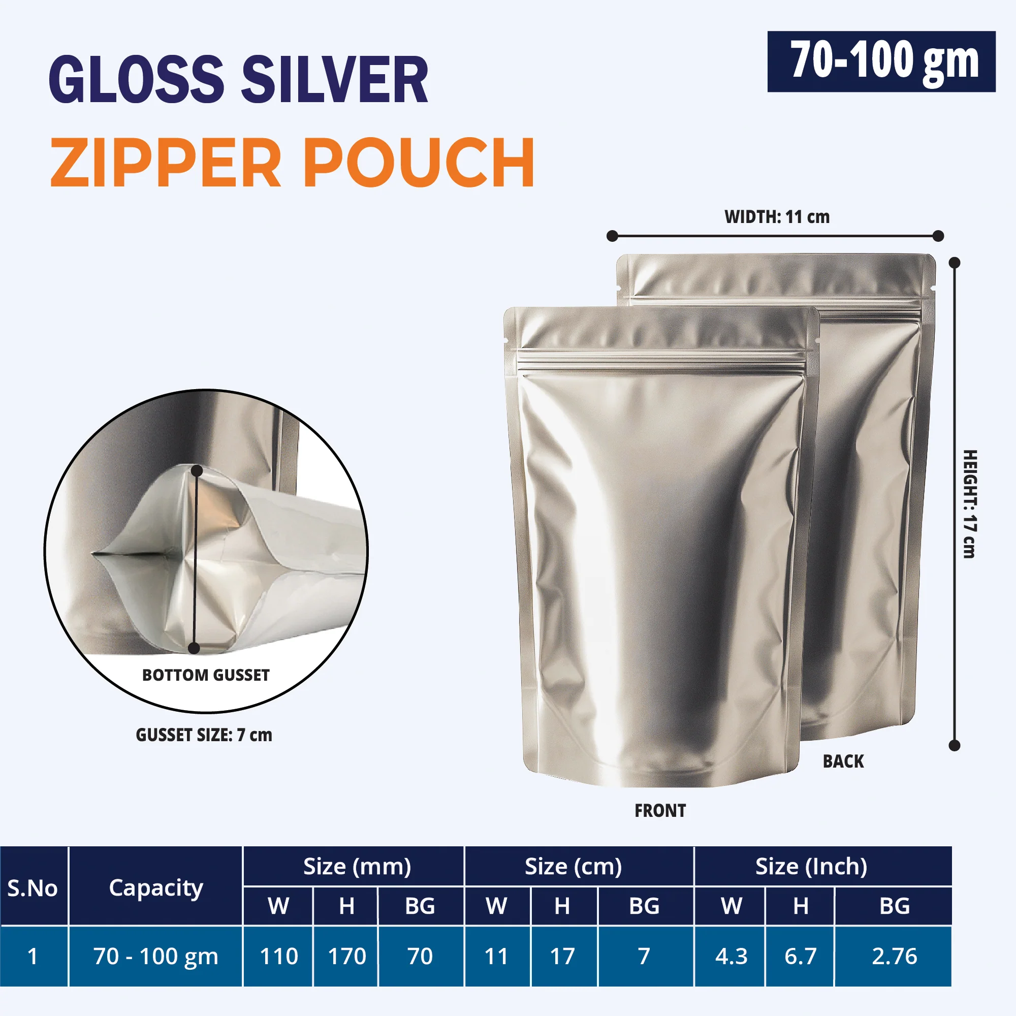 Both Side Matte Silver Stand Up Zipper Pouch - Image 11