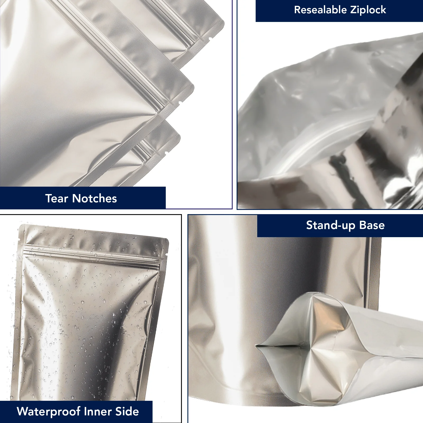 Both Side Matte Silver Stand Up Zipper Pouch - Image 9