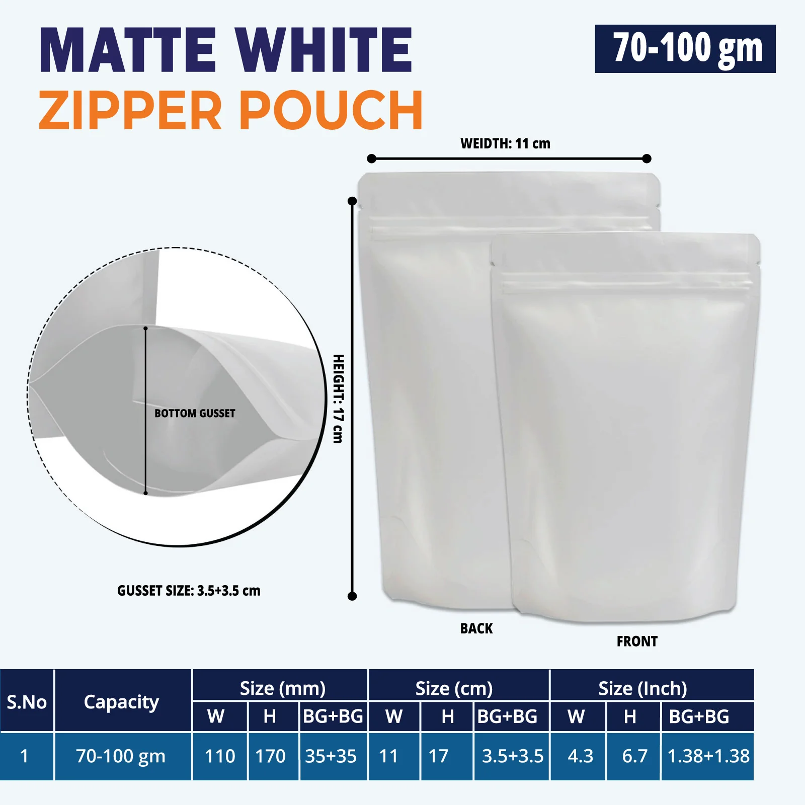 Both Side Matte White Stand Up Zipper Pouch - Image 11