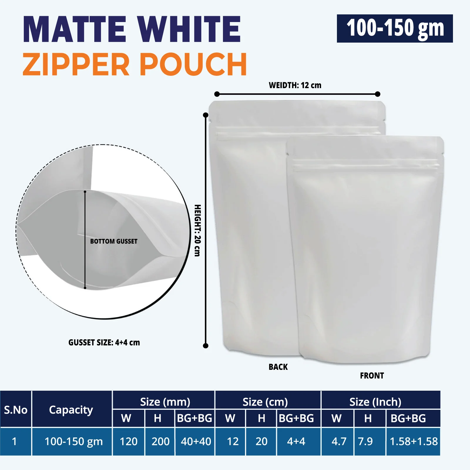 Both Side Matte White Stand Up Zipper Pouch - Image 19