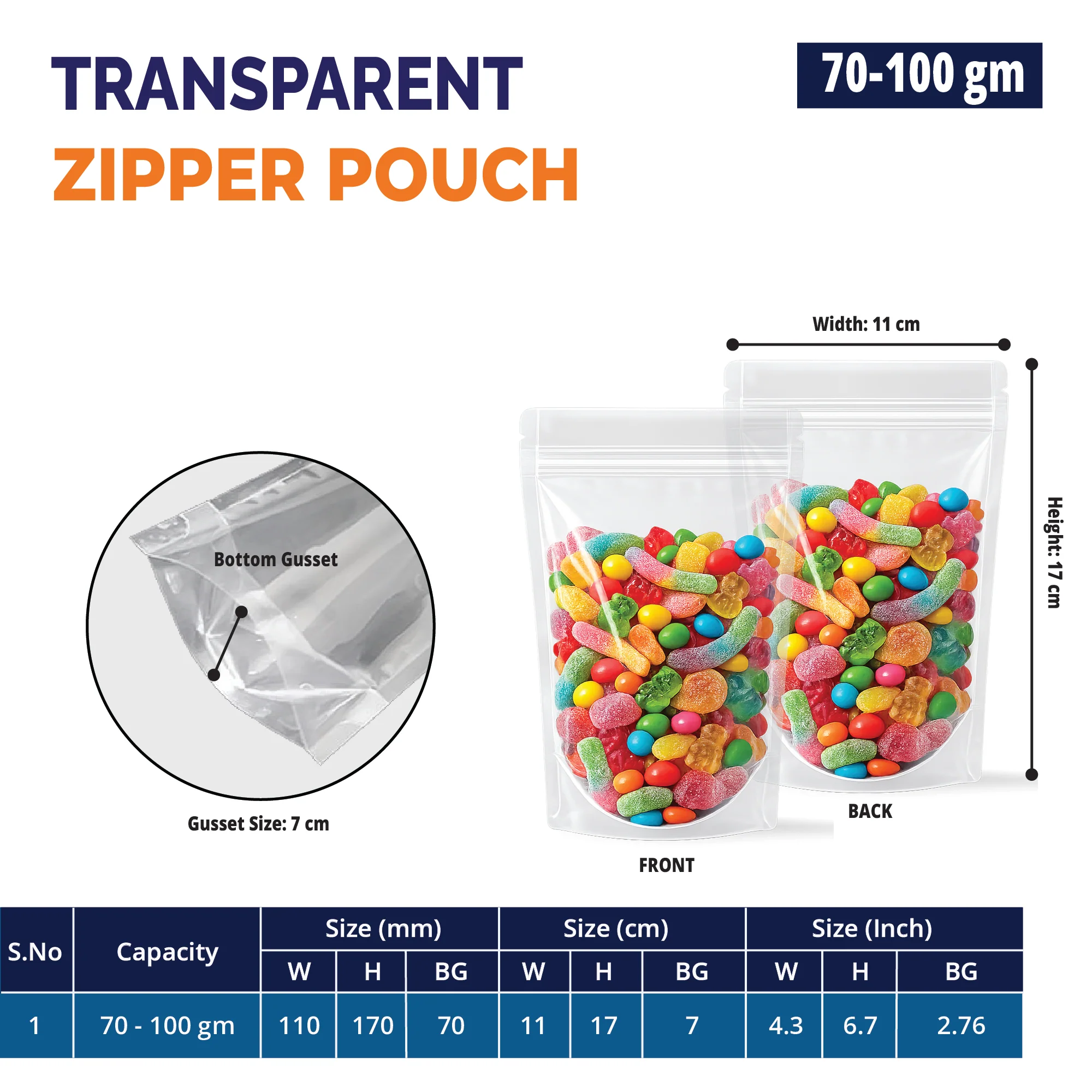 Both Side Transparent Stand Up Zipper Pouch - Image 11
