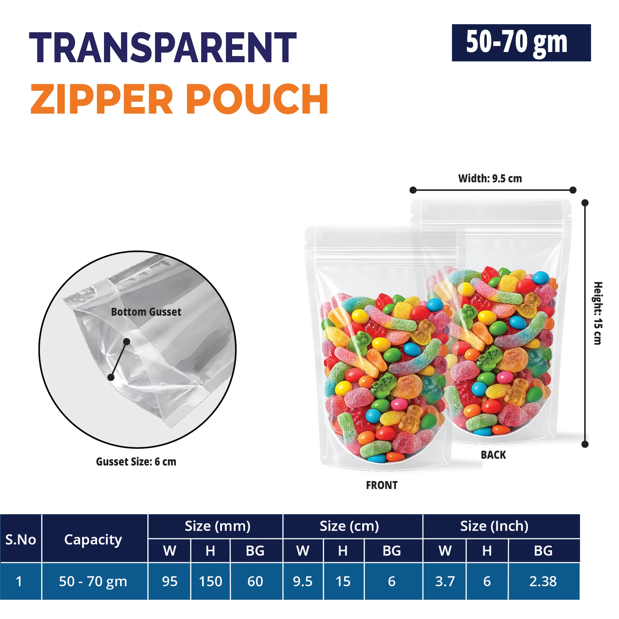 Both Side Transparent Stand Up Zipper Pouch - Image 3